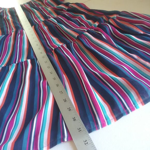 Wonder Nation Girl's size 18 navy blue multicolored  striped dress - Picture 12 of 16